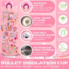 Frasheng Geschenke für Mädchen DIY Wasserflasche und Baseballkappe, Bastelset Kinder Trinkflasche mit Edelstein Aufklebern Glitzer Einhorn Aufkleber, Mädchen Geburtstag Geschenke 4-12 Jahre Basteln