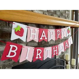 Confetti! First Birthday Strawberry Theme Strawberry Birthday Banner - Berry First Party Theme - 1st Birthday Decorations - Pink White and Red