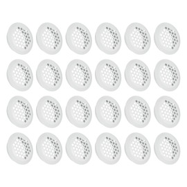 sourcing map 24Pcs Air Vents Circular Soffit Vent 35mm/1.4" Stainless Steel Round Vent Mesh Hole Louver for Bathroom Home, Office, Kitchen, Cabinet, Wardrobe, White