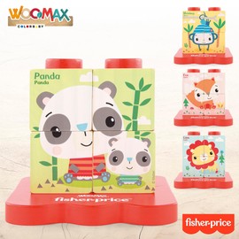 COLORBABY 48813 Zorro Fisher 48813-Fisher Price-Set Wooden Locking Blocks +12m, Multicoloured, Normal