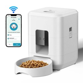 2L Cat Timing Feeder Tuya APP Smart Cat Feeder Pet Dog Food Automatic Dispenser Suitable for Small Cats and Dogs Remote Feeding repetsun - Color: White Phone Control