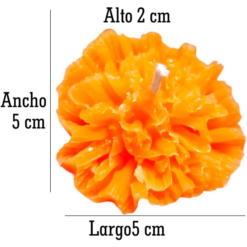 Set de 12 velas de cempásuchil con forma y aroma