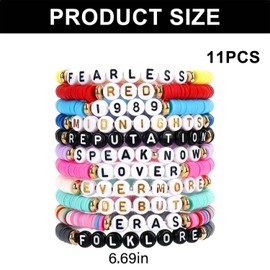 Aestustheri 11 Pcs Taylor Friendship Bracelets Set – Colourful Bohemian Style Letter Bracelets for Women & Men – Trendy Concert Souvenirs – Fashionable Taylor-Inspired Accessories