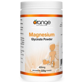 Orange Naturals Magnesium Glycinate Powder 400mg, 220g, Unflavoured