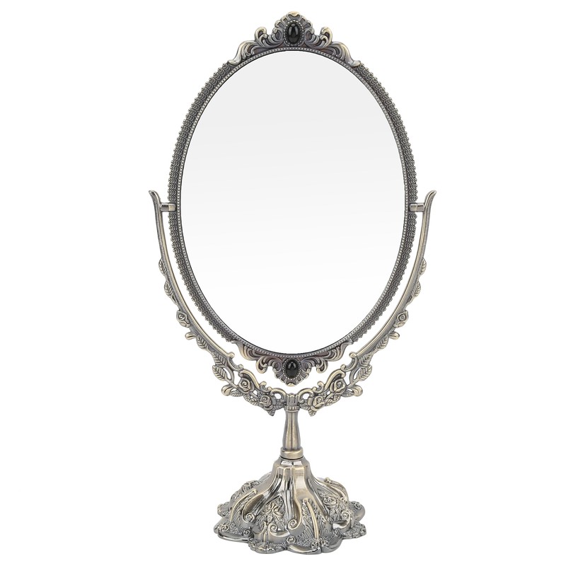 MakeUp Mirror EuropeanStyle Metal Retro DoubleSided Mirror for Bathroom Bedroom