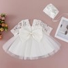 DPKM Lace Flower Baby Girl Dress with Big Bowknot Toddler