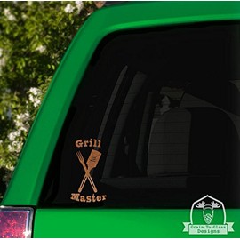 Grill Master Tools Vinyl Decal for Car Truck Glass Window Laptop Electronics - 10" Copper Metallic