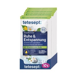 tetesept Sea Salt Peace & Relaxation - Health Bath for a Feeling of Inner Peace with Essential Oils - Soothing Bath Additive with Natural Sea Salt - 10 x 80 g
