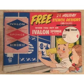 NEW Vintage Ivalon Sponge 24 Holiday Stencils by Simoniz Christmas NOS