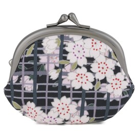 Floral Buckle Coin Purses (Kiss Lock Small Makeup Bag Oval) / Made in Japan Kiss-lock Change Purse Wallets Tiny Makeup Bag for Women, small pouch / SAKURAKOUSHI - Black, Pouch