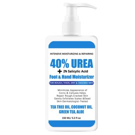Urea Cream 40 percent for Feet Maximum Strength + 2% Salicylic Acid, Exfoliating Dead Skin & Soften Crack Foot for Extremely Dry Skin Body Lotion, Urea 40% Cream Enriched Skin Moisturizer, 5.3 oz（40%）