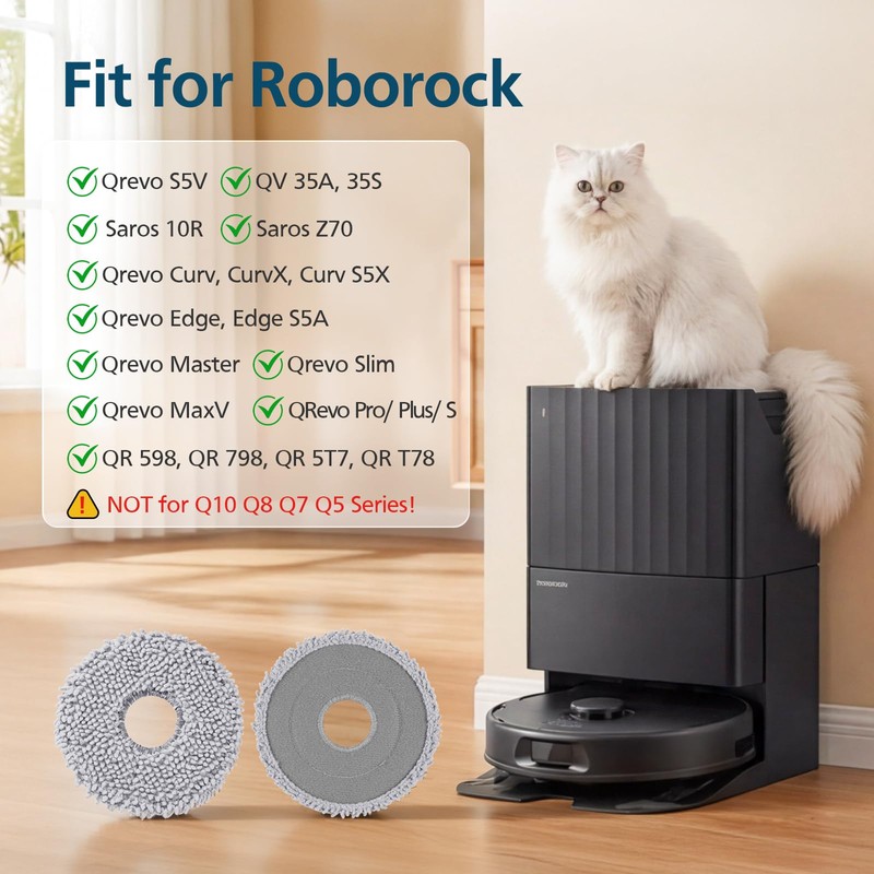 10 Pack Mop Pads for Roborock Qrevo S5V, QV 35A