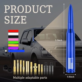 Car Bullet Antenna,Truck Exterior Decoration Accessories Car Vehicle Replacement Antenna Conpatible with Ford F150 RAM 1500 GMC Heavy Duty Pickup Trucks Accessories (New Upgrade Blue-U.S. Flag)