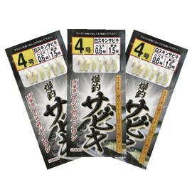 Riseway USA-002 Bakucho Sabiki Rig, White Skin Sabiki, No. 4, Set of 3