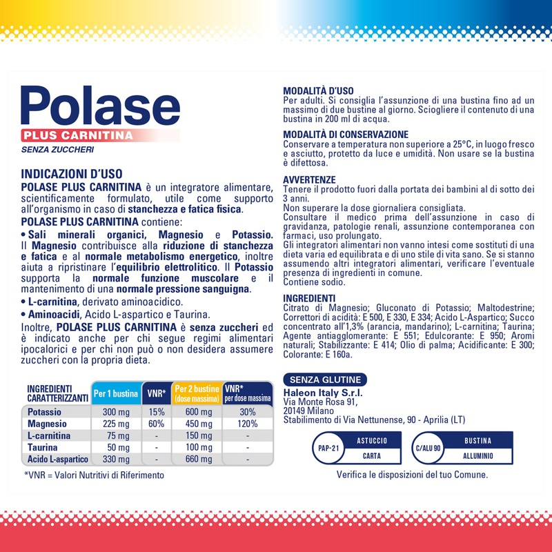 Polase Plus Carnitina, Per Stanchezza e Fatica Fisica, Formula con