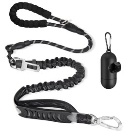 SlowTon Correa para Perros Resistente 1.5/1.8m, 4 en 1 Entrenamiento Correas & Cinturón de Seguridad de Coche Reflectantes para Perro Grandes Medianos conCómodo Mango Acolchado, Incluye Dispensador