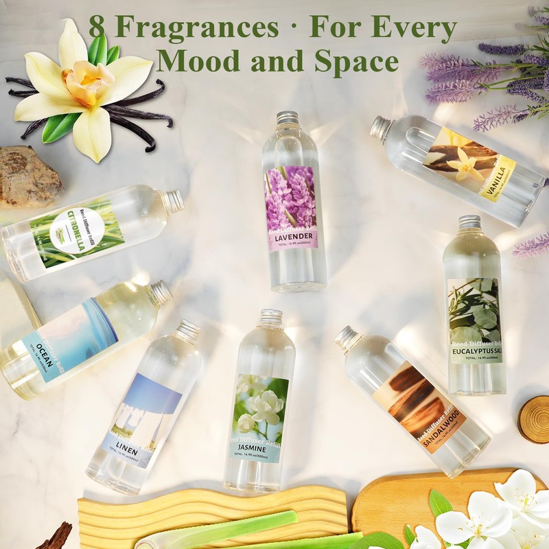 STRN Reed Diffuser Refill, Eucalyptus & Sage Scent Summer Diffuser