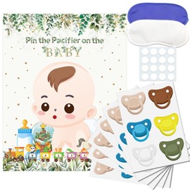 Pin The Pacifier On The Baby Game Sage Large Baby Poster Games for Baby Shower Party Birthday Party Decorations Supplies - 36 Pacifier Stickers 2 Blindfold