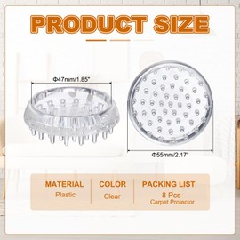 PATIKIL Round Spike Carpet Protector, 8 Pcs Plastic Furniture Caster Cups for Furniture Legs Sofas Tables Chairs Home Office Use, Clear