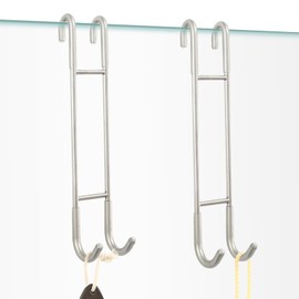 NINETREX Shower Door Hooks,Towel Hooks for Bathrooms Frameless Glass Door,Heavy Duty SUS 304 Stainless Steel Hook for Towels,Squeegee,Loofah,Shaver,Robe,2 Pack,Silver,10Inch