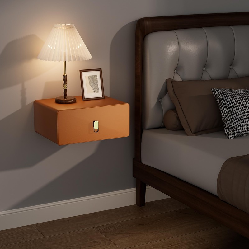 VICITON Modern Floating Nightstand with Solid Wood Drawer, Wall Mounted