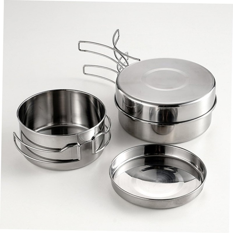 Mipcase 1 Set Outdoor Camping Cookware Portable Stainless Steel Kitchen