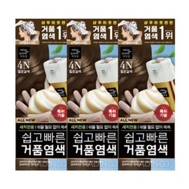 미쟝센 쉽고빠른 거품 염색약 4N 짙은갈색 3개
