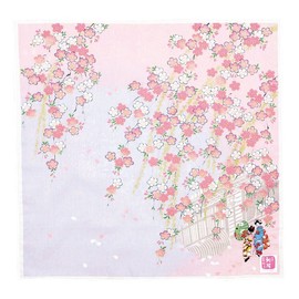 Yamamoto Hitoto Shoten Yuzen Embroidery Handkerchief, Maiko A Pink [1689-A] Japanese Pattern, Elegant, Made in Japan