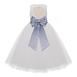 Ivory Floral Lace Heart Cutout Flower Girl Dress Toddler Girl Dresses 172T 14