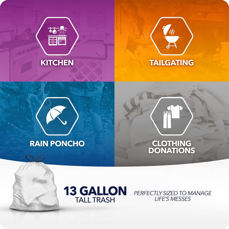Color Scents Tall Kitchen Trash Bags -13 Gallon, 160 Total