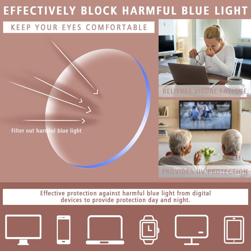 OPTOFENDY Progressive Multifocal Reading Glasses for Women Men, Square Blue