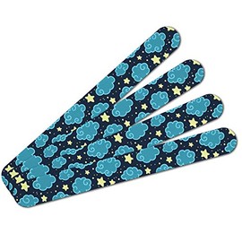 Nighttime Sky with Clouds and Stars Pattern Double-Sided Nail File Emery Board Set 4 Pack