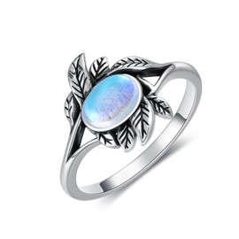 YAFEINI Leaf Ring Sterling Silver Evil Eye Ring Leaf Ring Jewelry Gifts for Women