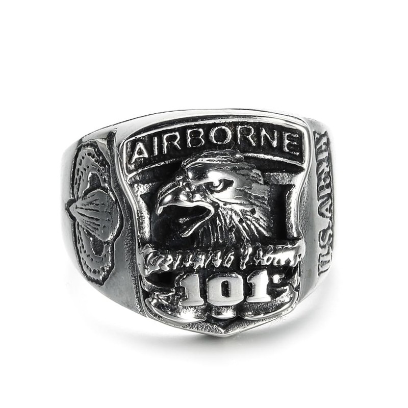 US Army 101st Airborne Division Titanium Steel Ring, Military Veteran