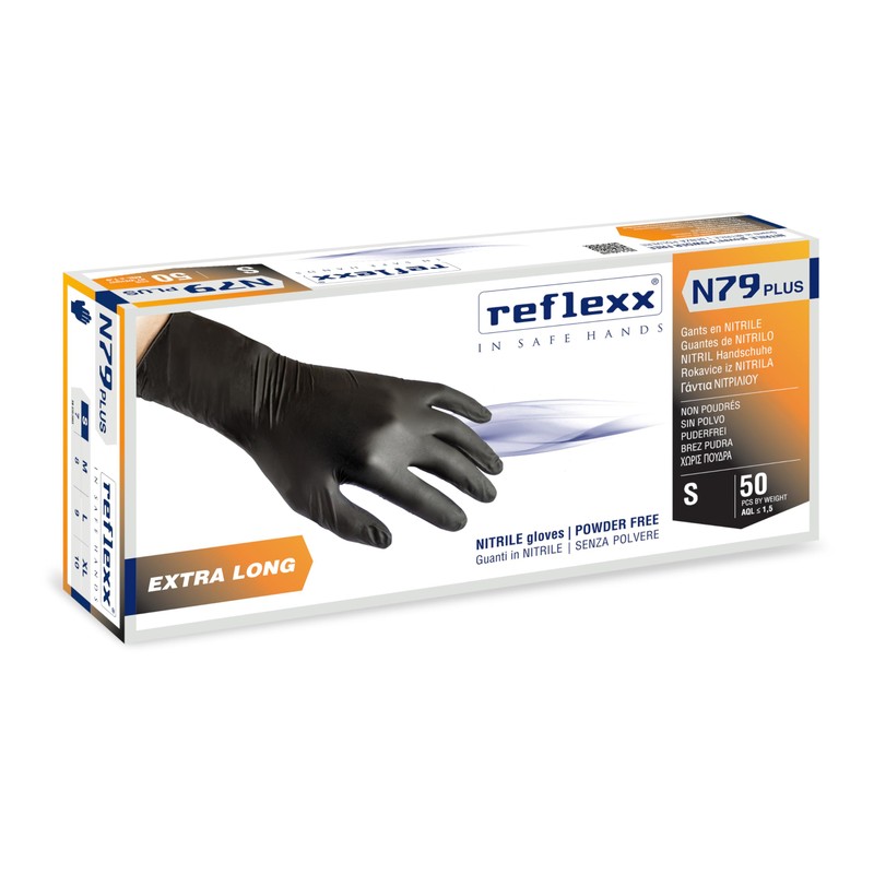 Reflexx N79P/S Extra long, 30 cm, powder free nitrile gloves