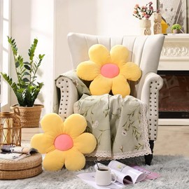 Yhoelata Flower Cushion Pink, Seat Cushion Floor Aesthetic Room Decoration Bedroom, Goose Flower Decorative Cushion Children's Room, Preppy Room Decor, Sofa Cushion 38 cm