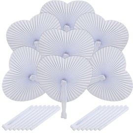 DODUOS Pack of 24 Wedding Fans, Paper Fans, Heart-Shaped White Paper Fans, Foldable Pocket Fans for Wedding Favour Party Bag Filler, Fecher Summer Wedding Decoration
