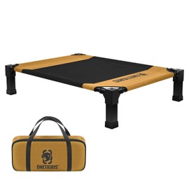 ONETIGRIS Elevated Dog Cot, Raised Bed for Medium Large Dogs Indoor Outdoor Cooling Elevated Dog Beds with Breathable Teslin Mesh and No-Slip Feet (Brown, Medium)