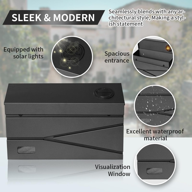 Ydocabinit Wall Mount Mailbox, Large Capacity Mailbox for House, Visibility