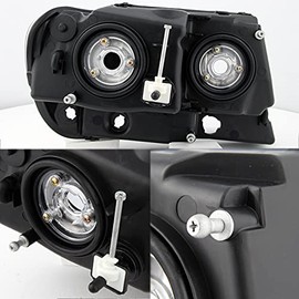 AKKON - For Jeep Grand Cherokee Black Amber Headlights + Dark Red Tail Lights Left & Right Replacement Pair Set