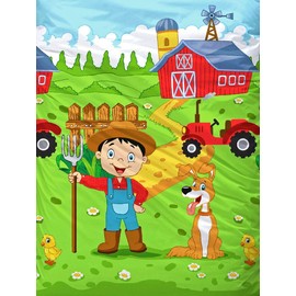 JACK Kinder Renforce Baby Bettwäsche 2 TLG. 100x135cm Bauernhof Traktor Hof Hund Bunt Reißverschluss