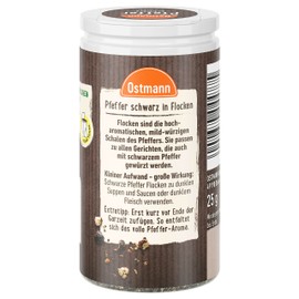 Ostmann Spices - Black Pepper Flakes | Coarse Pepper for Intense Black Taste | With Practical Shaker Attachment | 25 g in a Shaker Tin