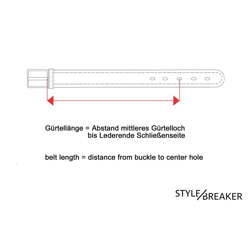styleBREAKER 03010115 Unisex Slim Genuine Leather Belt Plain Colours with