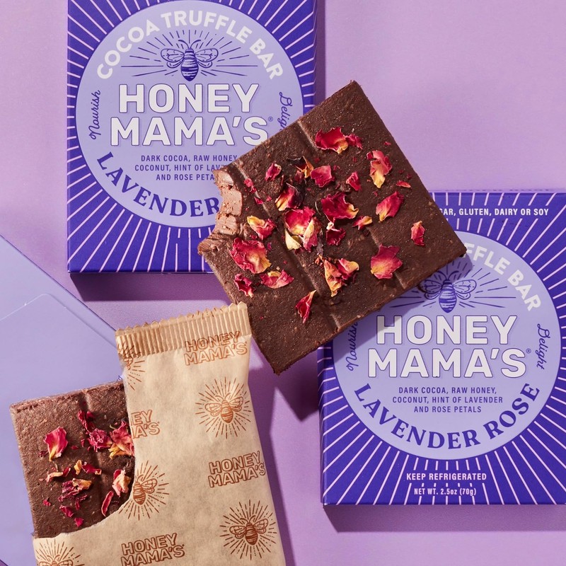 Honey Mama's, Lavender Rose Cocoa Truffle Bars, No Refined Sugar,