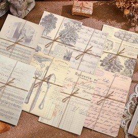 Scrapbooking Paper Decoration 20 x 14 cm, Pack of 120 Vintage Craft Paper, Decorative Paper, 4 Styles DIY Art Stickers, Decorative Vintage Accessories, Craft Paper Designs Paper for Scrapbooking,