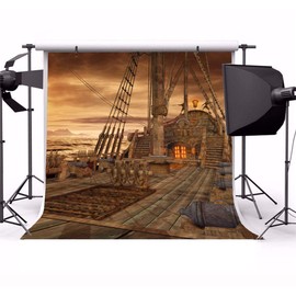 Yeele 10x10ft Vintage Sailboat Backdrop for Photography Nautical Battleship Old Wooden Deck Background Pirate Ship Kids Boy Adult Photo Booth Shoot Studio Props
