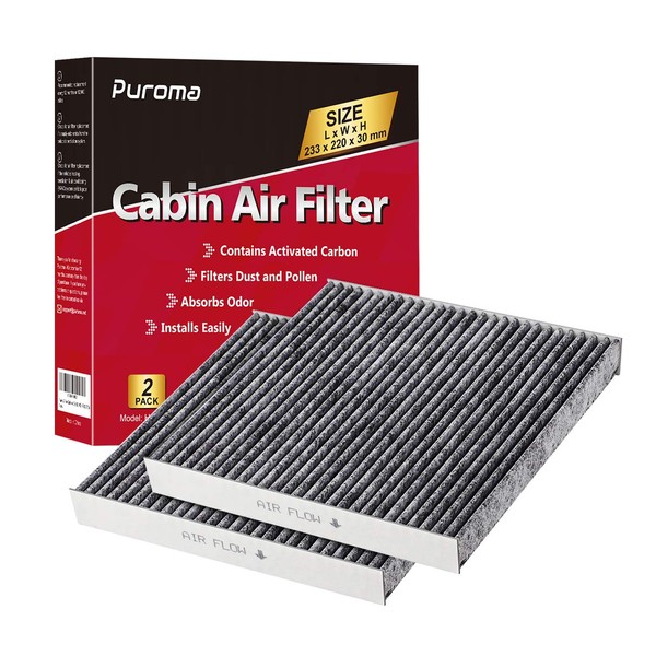 Puroma Cabin Air Filter with Activated Carbon, Replacement for CP134, CF10134, Honda & Acura, Civic, CR-V, Odyssey, CSX, ILX, MDX, RDX, AT134 (2 pc)