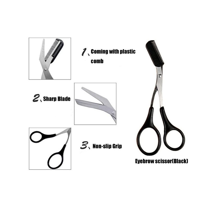 1 x Professional Stainless Steel Eyebrow Grooming Scissors with Plastic