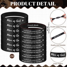 Furbeko 50 Sets Man of God Gifts Bulk Christian Ballpoint Pens with Man of God Bracelets Wristbands Bible Verse Cards for Father Church Dad Godfather Pastor Office Employee Religious Party Favors
