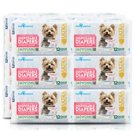 Paw Inspired Disposable Dog Diapers | Female Dog Diapers Ultra Protection |Puppy Diapers, Diapers for Dogs in Heat, or Dog Incontinence Diapers (144 Count, X-Small)